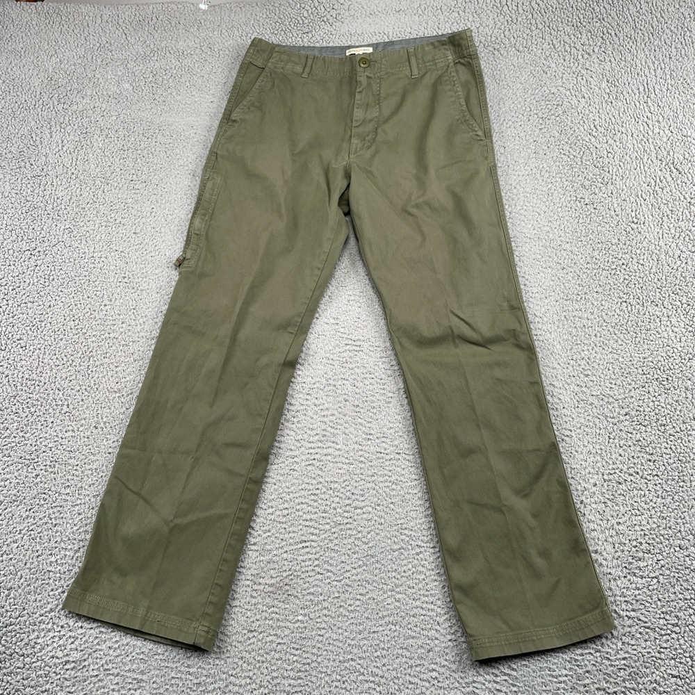 Carbon2Cobalt Pants Mens 33 Green Straight Leg Chino Cotton Stretch 125026